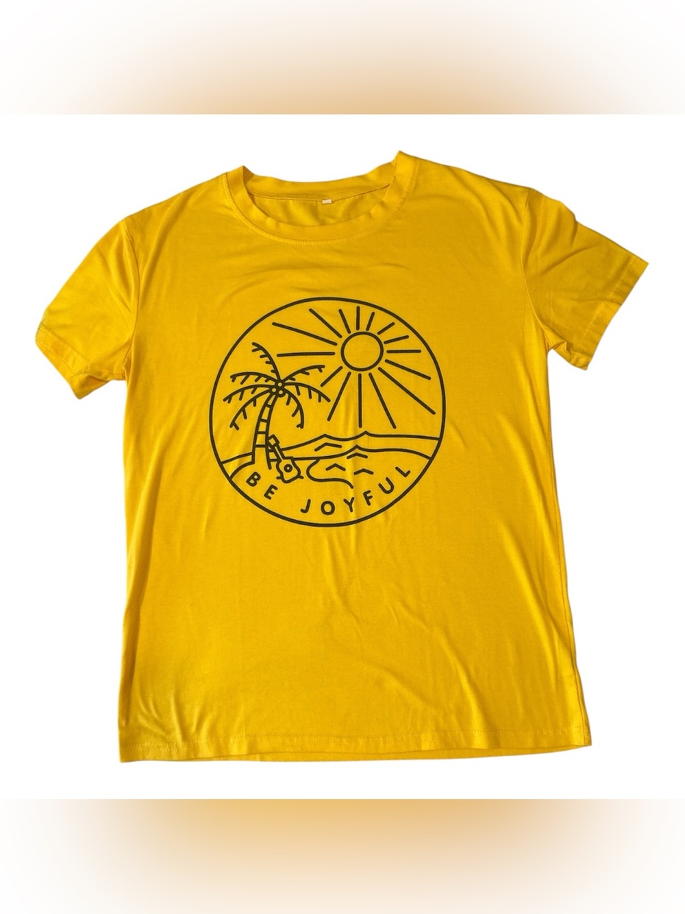 Be Joyful Yellow Graphic Tee Sz S ✨🐠☀️🌴